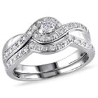 1/3 Ct. T.w. Diamond Sterling Silver Bypass Style Bridal Set
