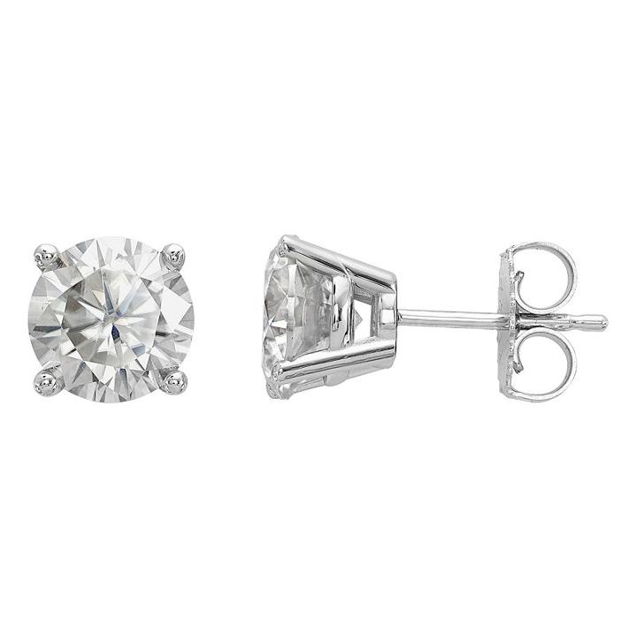 2 1/3 Ct. T.w. Round White Moissanite 14k Gold Stud Earrings
