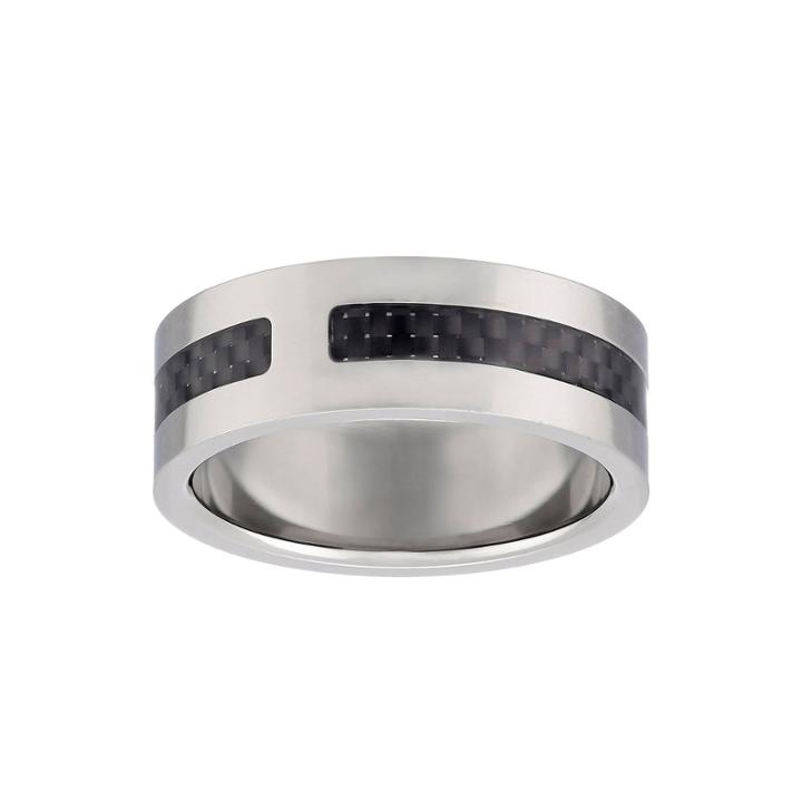 Mens Titanium Band Ring With Carbon Fiber Inlay