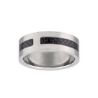 Mens Titanium Band Ring With Carbon Fiber Inlay
