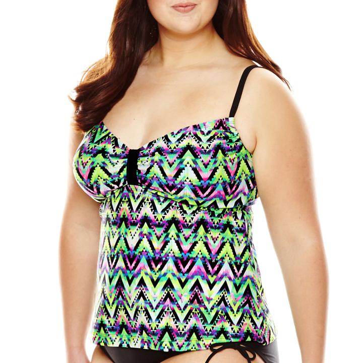 Arizona Ziggy Chevron Bandeaukini Swim Top - Juniors Plus