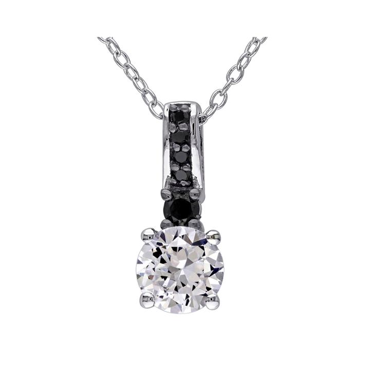 1/7 Ct. T.w. Color-enhanced Black Diamond & Lab-created Sapphire Necklace