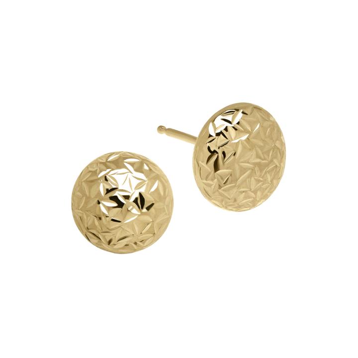 14k Yellow Gold Textured Ball Button Earrings