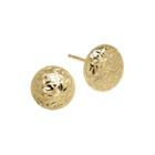 14k Yellow Gold Textured Ball Button Earrings