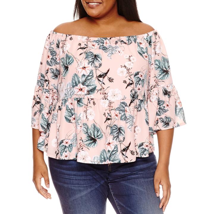 A.n.a 3/4 Sleeve Off The Shoulder Woven Blouse-plus