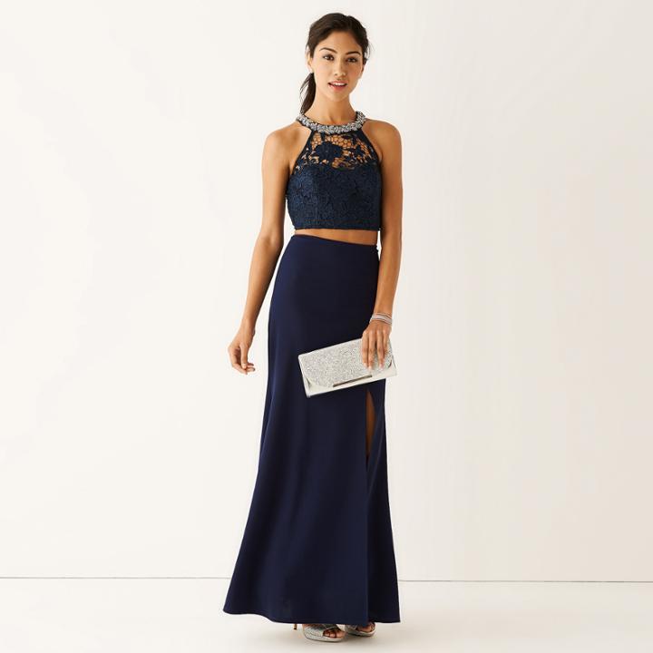 My Michelle Sleeveless Lace-bust Top And Slim Skirt Two Piece