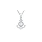 Womens White Diamond Sterling Silver Pendant Necklace