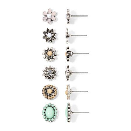 Arizona 6-pr. Multicolor Flower Stud Earring Set