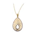 14k Gold Over Silver Textured Teardrop Pendant Necklace