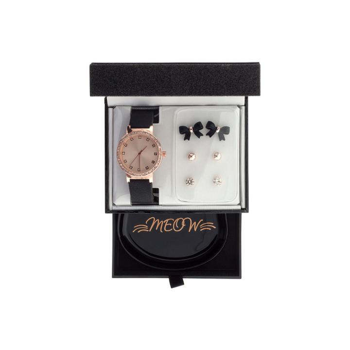 Womens Black 8-pc. Watch Boxed Set-jcp3004jst