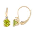 Green Peridot 10k Gold Drop Earrings