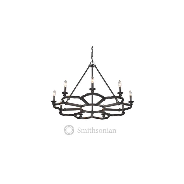 Saxon 9-light Chandelier In Aged Bronze