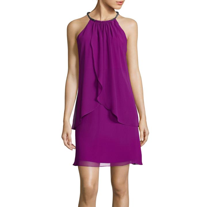Sl Fashions Sleeveless Tiered Halter Dress