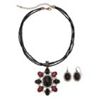 Mixit&trade; Black And Red Pendant Necklace & Earring Set