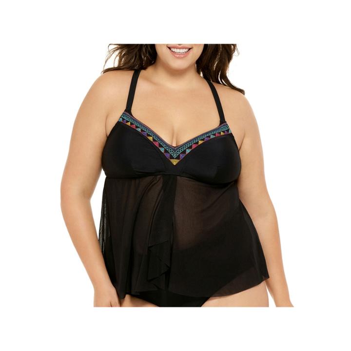 Costa Del Sol Solid Tankini Swimsuit Top-juniors Plus