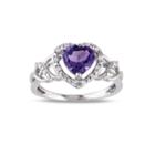 Heart-shaped Genuine Amethyst And Diamond-accent Ring