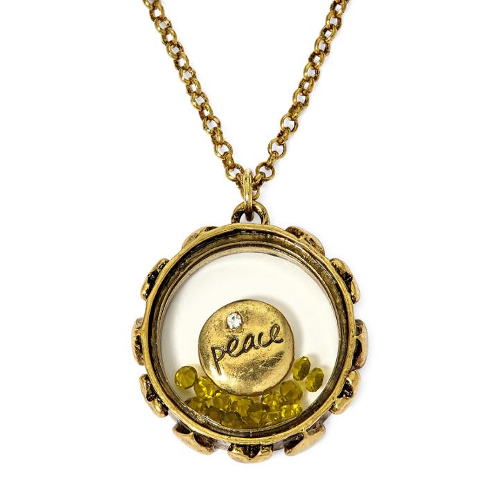 Messages From The Heart By Sandra Magsamen Peace Gold-tone Pendant Necklace