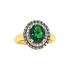 Lab-created Emerald And Diamond Oval Ring
