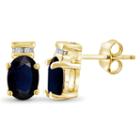 Diamond Accent Genuine Blue Sapphire 14k Gold Over Silver 8.8mm Stud Earrings