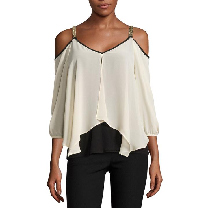 By & By Sleeveless V Neck Georgette Blouse-juniors