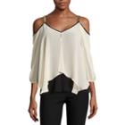 By & By Sleeveless V Neck Georgette Blouse-juniors