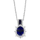 Lab-created Blue & White Sapphire Sterling Silver Pendant Necklace
