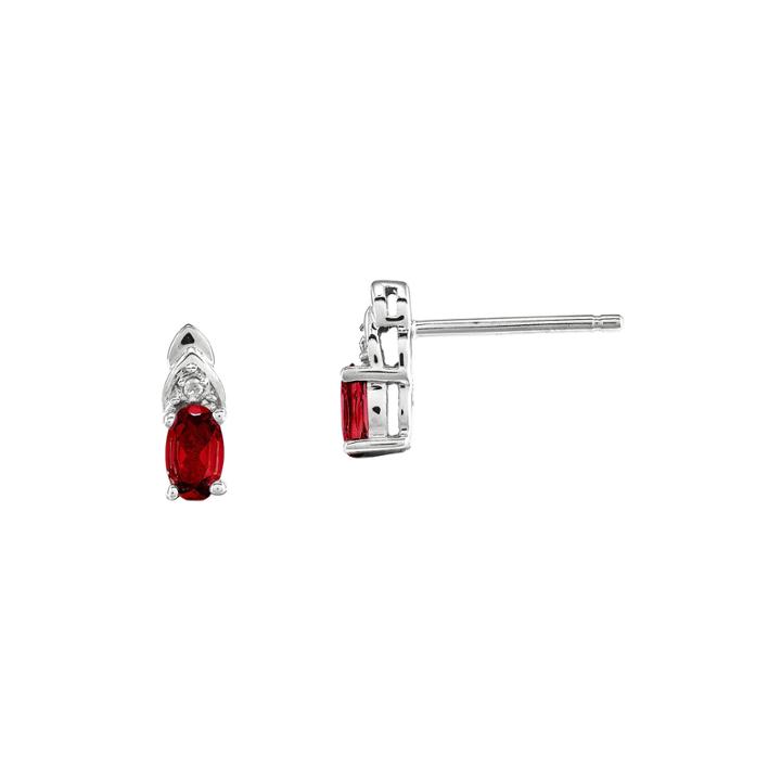 Genuine Ruby And Diamond-accent 14k White Gold Earrings