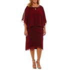 Maya Brooke 3/4 Sleeve Beaded Sheath Dress-plus