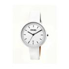 Crayo Women's Easy White Leather-band Watch With Date