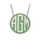 Personalized Sterling Silver 32mm Enamel Circle Monogram Necklace