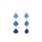 Liz Claiborne Blue And Silver-tone Linear Earrings