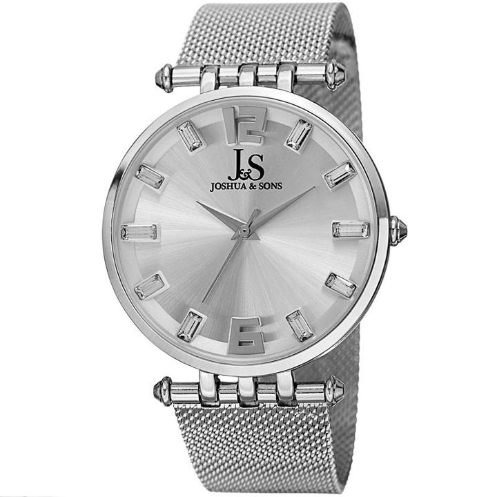 Joshua & Sons Mens Silver Tone Strap Watch-j-90ss