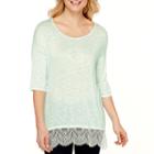 A.n.a Elbow-sleeve Lace-trim Drop-shoulder Layered Top