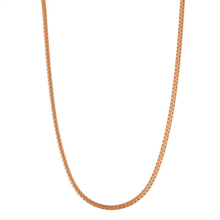 14k Rose Gold Over Silver Solid Wheat 18 Inch Chain Necklace
