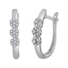 Diamond Blossom 1/4 Ct. T.w. Diamond 10k White Gold Cluster Hoop Earrings