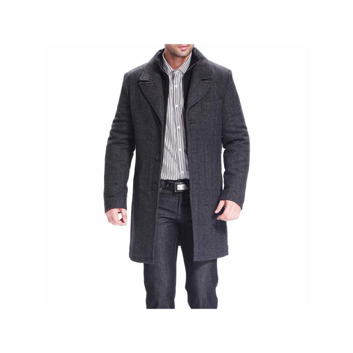 Bgsd Men's Derek Herringbone Wool Blend Walking Coat