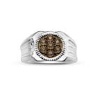 Mens 1/10 Ct. T.w. Color Enhanced Champagne Diamond Sterling Silver Ring