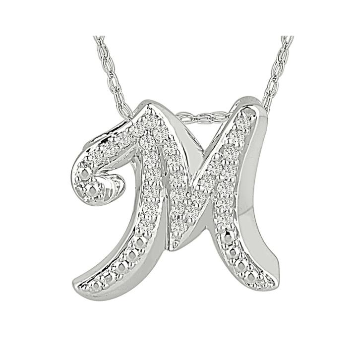 1/7 Ct. T.w. Diamond Sterling Silver Initial M Pendant Necklace