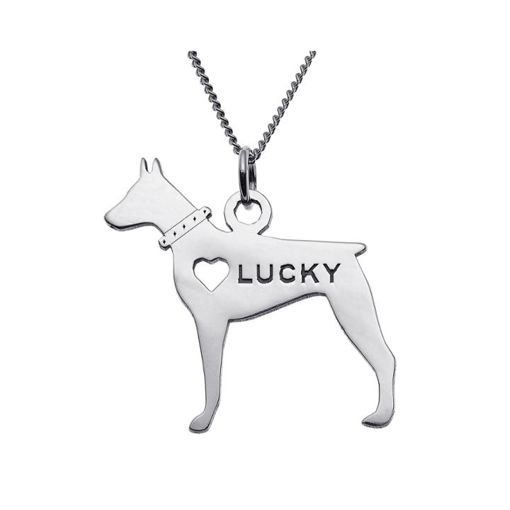 Personalized Pinscher Sterling Silver Pendant Necklace