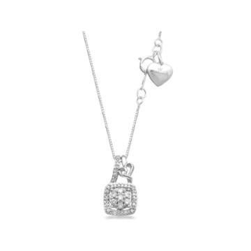 Hallmark Diamonds Hallmark Diamonds Womens 1/7 Ct. T.w. White Diamond Sterling Silver Pendant Necklace