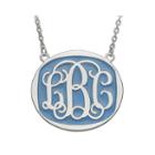 Personalized 32mm Sterling Silver Enamel Oval Monogram Necklace