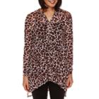 Sag Harbor Artful Animal-print 3/4-sleeve Mesh Top