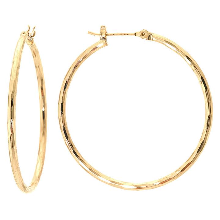 Sparkle Allure Gold Tone Diamond Cut Brass Hoop Earrings