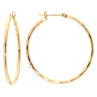Sparkle Allure Gold Tone Diamond Cut Brass Hoop Earrings
