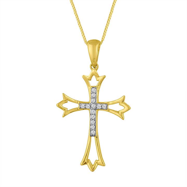 Women's Diamond Accent 10k Gold Cross Pendant Necklace