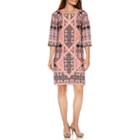 Liz Claiborne 3/4 Sleeve Printed Shift Dress