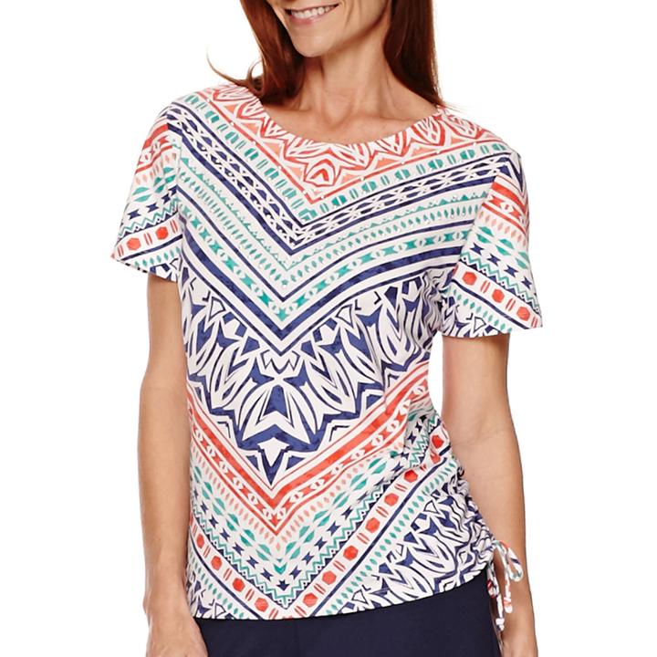Alfred Dunner Costa Allegra Short-sleeve Chevron Print Top