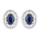 1/8 Ct. T.w. Genuine Blue Sapphire 10k White Gold 11.4mm Stud Earrings