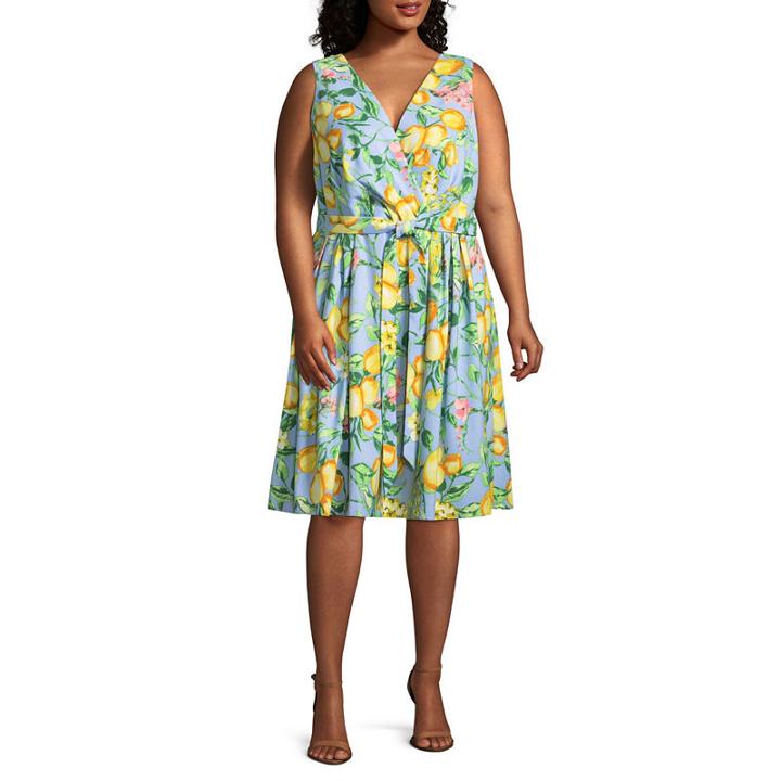 R & K Originals Sleeveless Floral Wrap Dress - Plus