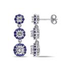 Lab-created Blue Sapphire And Lab-created White Sapphire Sterling Silver Triple-drop Earrings